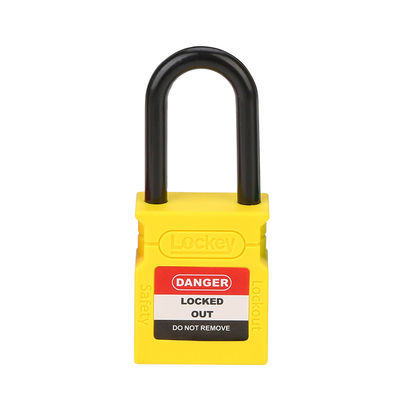 Cadenas de plástico bloqueo de seguridad amarillo 38mm candados personalizados y llaves a granel