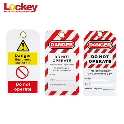 Etiquetas amonestadoras de encargo del aislamiento de la prenda impermeable del cierre de las etiquetas de la seguridad del andamio del PVC de Lockey